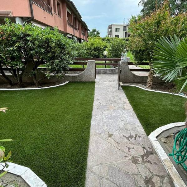 Giardino finito con vialetto e palme